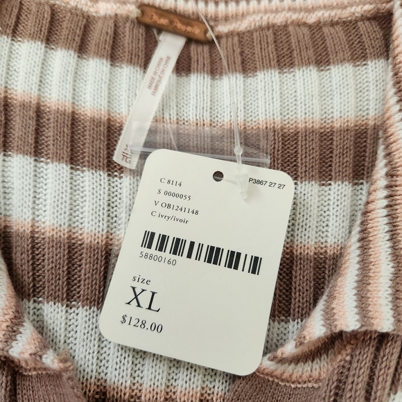 Free People Vista Cardi Collared Button Front Ribbed Duster Cardigan Women's XL‎ - Picture 6 of 10